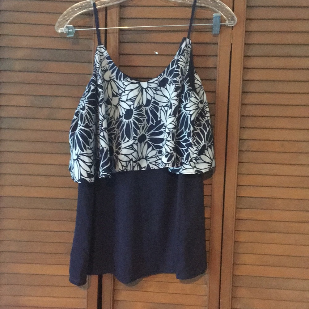 Floral blue tank top